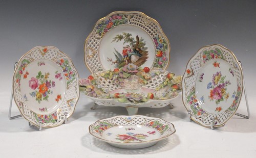 Lot 4 - A late 19th century Dresden plate with pierced...