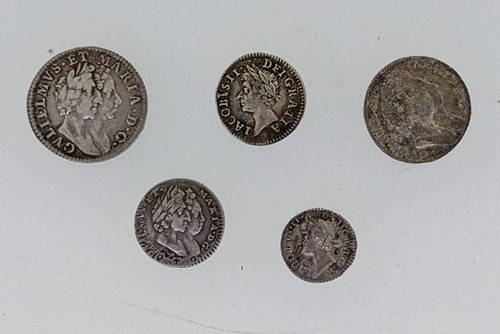 Lot 72 - Maundy money, James II and William & Mary, 4d...