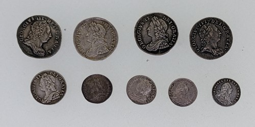 Lot 73 - Maundy money, George II & III, 3d 1731, 1746,...