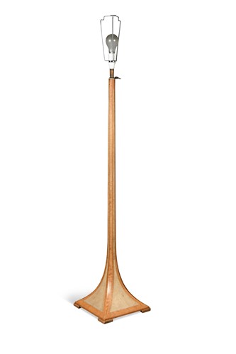 Lot 179 - An Art Deco walnut and shagreen standard lamp, in the manner of Clément Rousseau