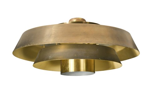 Lot 105 - A brass ceiling light in the manner of Louis Poulsen