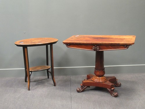 Lot 383 - An Edwardian inlaid oval two-tier occasional...