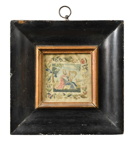 Lot 368 - A small stumpwork panel, 17th century