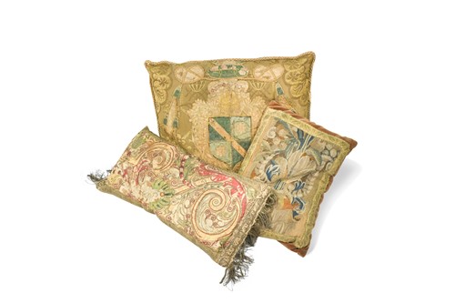 Lot 299 - Five tapestry and embroidered cushions