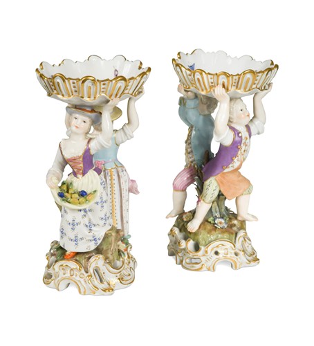 Lot 169 - A pair of Meissen figural sweetmeats, late 19th/early 20th century