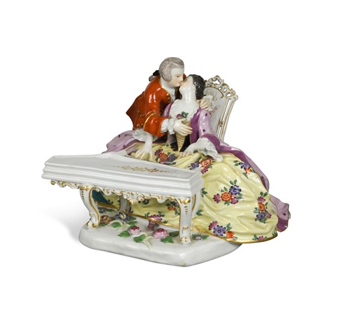 Lot 168 - A Meissen group of lovers at a spinet, 20th century