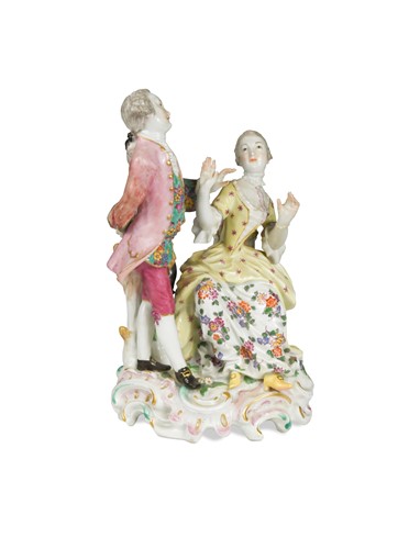 Lot 613 - A Meissen figure group of a pair of lovers