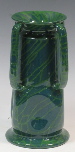 Lot 11 - A four-handled studio glass vase, 23cm high