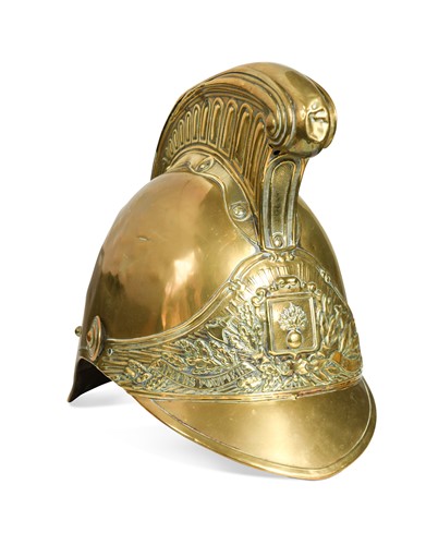 Lot 652 - A French brass fireman's helmet, 19th century