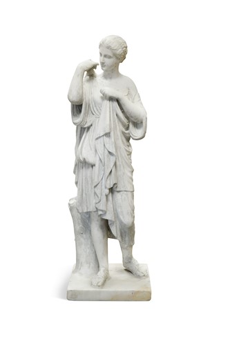 Lot 603 - After the Antique: The Diana of Gabii, a carved white marble figure, 19th century