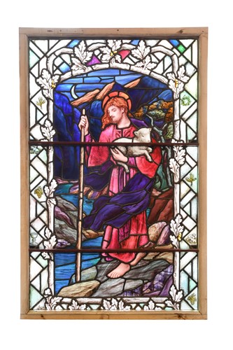 Lot 122 - Mary Lowndes (1857-1929), a stained and leaded glass panel dated 1920