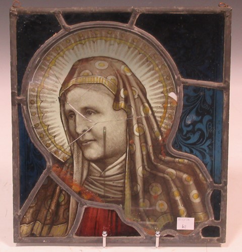 Lot 70 - A rectangular stained glass panel, 32 x 29.5cm