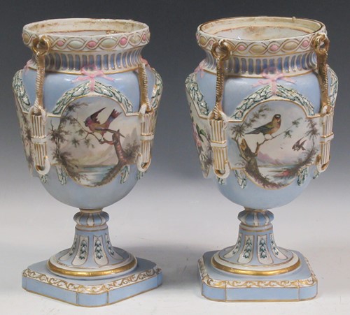 Lot 20 - A pair of Continental porcelain pale blue...