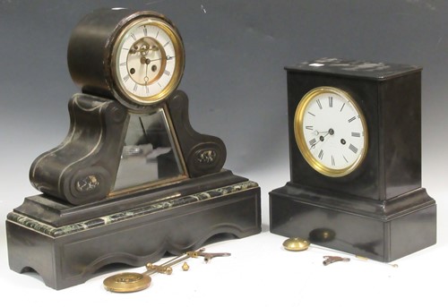 Lot 124 - Two Victorian slate mantle clocks