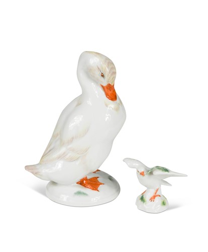 Lot 626 - A Meissen model of a duck