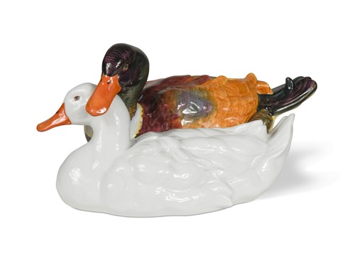 Lot 624 - A large Herend model of two ducks