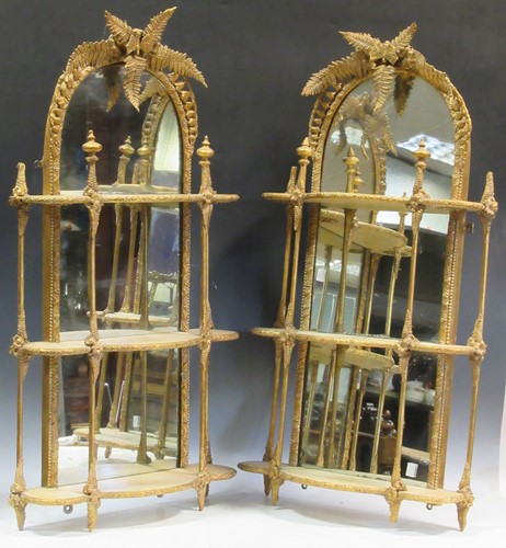 Lot 381 - A near pair of Victorian gilt wall-mounted...