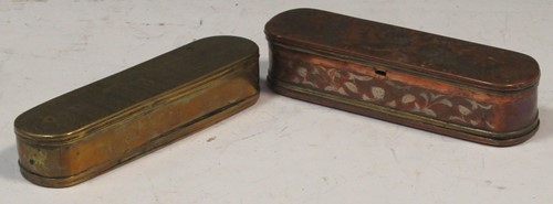 Lot 72 - An 18th century Dutch brass tobacco box and...