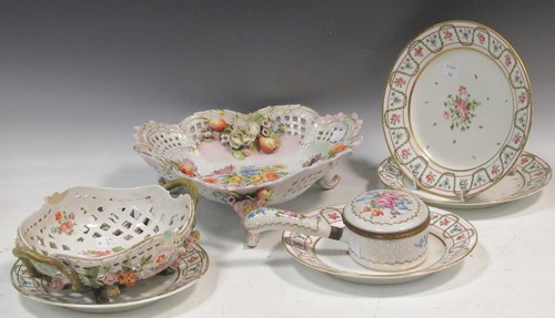 Lot 45 - A Sitzendorf trefoil shaped dish together with...
