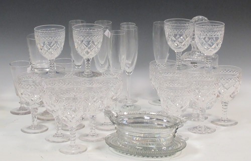 Lot 33 - A cut glass oval dish on stand, probably Irish,...