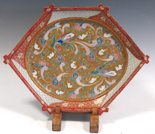 Lot 6 - A Japanese hexagonal shallow dish, circa 1900