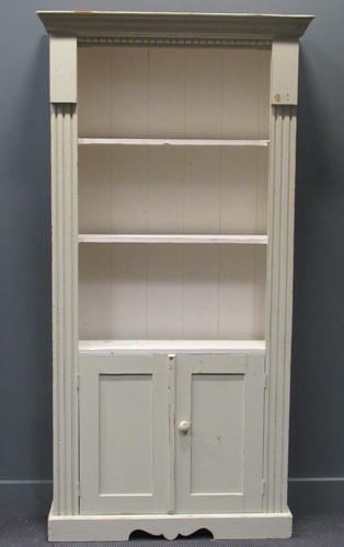 Lot 466 - A white painted pine bookcase, 193 x 98 x 30cm