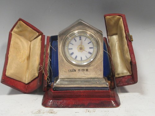 Lot 241A - A silver fronted dressing table clock by Henry...
