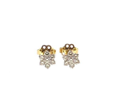 Lot 130 - A pair of 18ct gold diamond set cluster ear studs