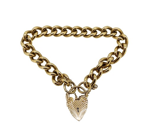 Lot 230 - A late 20th century 9ct gold padlock bracelet