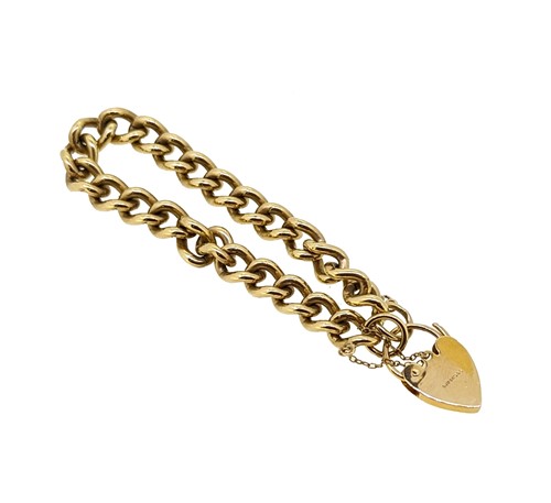 Lot 230 - A late 20th century 9ct gold padlock bracelet