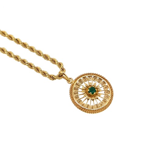 Lot 80 - An emerald pendant and chain