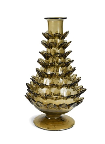 Lot 12 - Attributed to Salviati, a smoked glass 'pinecone' vase