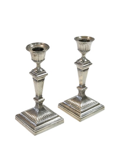Lot 541 - A pair of Victorian silver library candlesticks