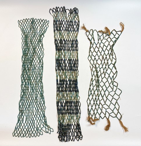 Lot 552 - Four Egyptian blue faience mummy bead net panels