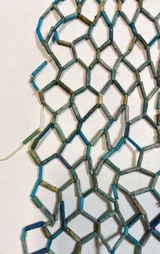 Lot 552 - Four Egyptian blue faience mummy bead net panels