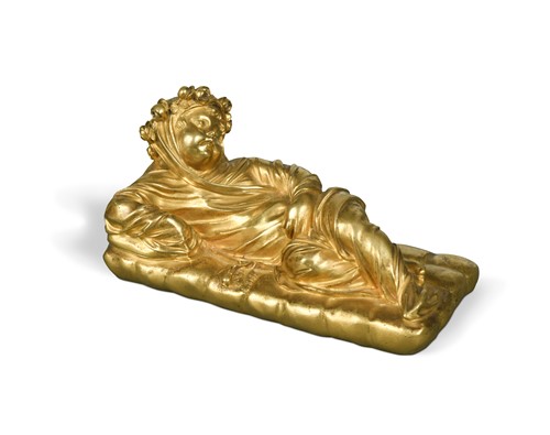 Lot 483 - A Continental cast gilt bronze figure of sleep, early 19th century