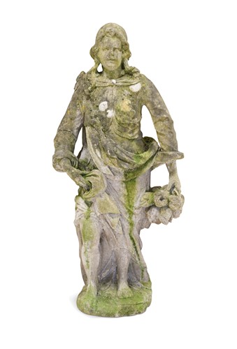 Lot 729 - An English carved Sandstone garden figure of a young woman, early to mid 18th century