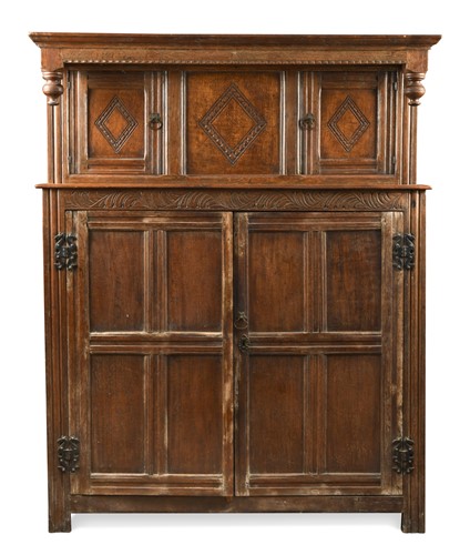 Lot 301 - An oak court cupboard, 18th century and later