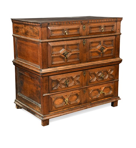 Lot 341 - A walnut chest of drawers, late 17th century