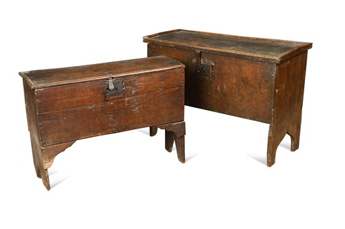 Lot 384 - Two small six-plank chests, 17th century and later