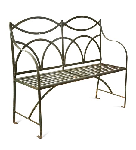 Lot 733 - A Regency style wrought Iron garden bench