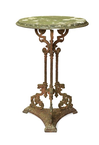Lot 730 - A late Victorian cast iron and marble topped garden table
