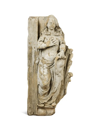 Lot 281 - A limestone carving, 15th century