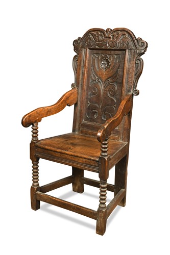 Lot 345 - An oak wainscot chair, South Yorkshire, late 17th century