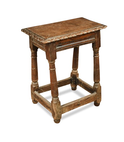 Lot 325 - A carved oak joint stool, 17th century and later