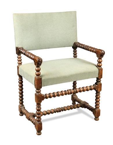 Lot 370 - A walnut bobbin turned armchair, in the late 17th century style