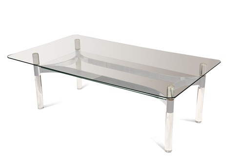 Lot 678 - A glass and chrome coffee table, 20th century