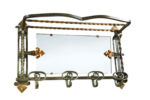 Lot 140 - An unusual Art Nouveau 'Pullman' style wrought iron luggage rack, circa 1900