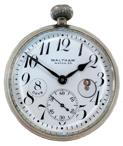 Lot 273 - Waltham Watch Co, Waltham - A Goliath 8 day open faced pocket watch