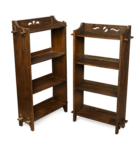 Lot 148 - A near pair of Arts & Crafts oak bookcases